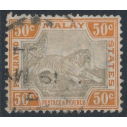 FEDERATED MALAY STATES - 1900 50c grey-brown/orange-brown Tiger, single watermark, used – SG # 22b
