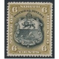 NORTH BORNEO - 1897 6c black/bistre-brown Coat of Arms, perf. 14½, MH – SG # 101a