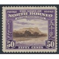 NORTH BORNEO - 1939 50c chocolate/violet Mount Kinabalu, MH – SG # 314