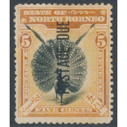 NORTH BORNEO - 1899 5c black/orange Great Argus Pheasant, o/p Postage Due, MH – SG # D17a