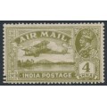 INDIA - 1929 4a olive-green Airmail, double perfs, MH – SG # 222