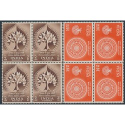 INDIA - 1956 Buddha Jayanti set of 2 in blocks of 4, MNH – SG # 372-373