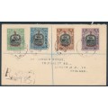 NORTH BORNEO - 1918 25c to $2 Red Cross overprints, on a registered letter – SG # 247-250