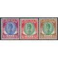 KEDAH - 1950 $1, $2 & $5 Sultan Badlishah hi-values, MH – SG # 88-90