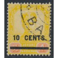JOHORE - 1903 10c on 4c yellow/red Sultan Ibrahim, used – SG # 58