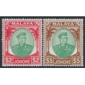 JOHORE - 1949 $2 & $5 Sultan Sir Ibrahim, MH – SG # 146-147