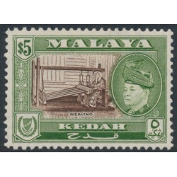 KEDAH - 1957 $5 brown/green Sultan Badlishah (Weaving), MH – SG # 102
