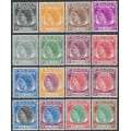 MALACCA - 1954 1c to $5 QEII definitives set of 16, MH – SG # 23-38