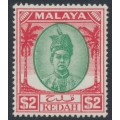 KEDAH - 1950 $2 green/scarlet Sultan Badlishah, MH – SG # 89