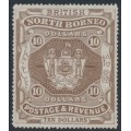 NORTH BORNEO - 1889 $10 brown Coat of Arms, MNG – SG # 50