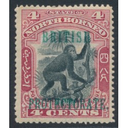 NORTH BORNEO - 1901 4c black/carmine Orangutan, o/p British Protectorate, MH – SG # 130a