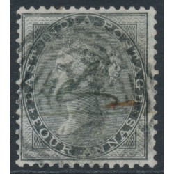 INDIA - 1855 4a black QV, on blued paper, no watermark, used – SG # 35