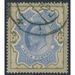 INDIA - 1909 15Rp blue/olive-brown KEVII, used – SG # 146