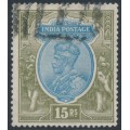 INDIA - 1928 15R blue/olive KGV, multiple star watermark, used – SG # 218