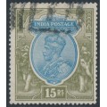 INDIA - 1928 15Rp blue/olive KGV, multi star watermark, used – SG # 218