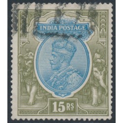 INDIA - 1928 15Rp blue/olive KGV, multi star watermark, used – SG # 218