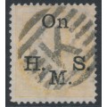 INDIA - 1874 2a yellow QV, elephant watermark, o/p On H.M.S., used – SG # O33
