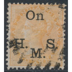 INDIA - 1874 2a orange QV, elephant watermark, o/p On H.M.S., used – SG # O33a