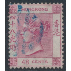 HONG KONG - 1865 48c rose-carmine QV, crown CC watermark, used – SG # 17a