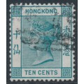 HONG KONG - 1884 10c deep blue-green QV, crown CA watermark, used – SG # 37