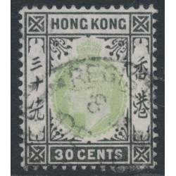 HONG KONG - 1903 30c dull green/black KEVII, multi crown CA watermark, used – SG # 84