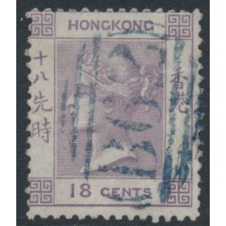 HONG KONG - 1862 18c lilac QV, no watermark, used – SG # 4