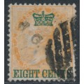 STRAITS SETTLEMENTS - 1867 8c on 2a yellow Indian QV issue, used – SG # 6