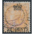 STRAITS SETTLEMENTS - 1867 32c on 2a yellow Indian QV issue, used – SG # 9