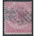STRAITS SETTLEMENTS - 1868 4c rose QV, crown CC watermark, used – SG # 12