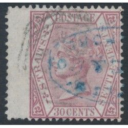 STRAITS SETTLEMENTS - 1872 30c claret QV, crown CC watermark, used – SG # 17