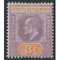 STRAITS SETTLEMENTS - 1902 3c purple/orange KEVII, inverted watermark, MNG – SG # 111w