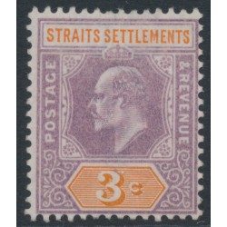 STRAITS SETTLEMENTS - 1902 3c purple/orange KEVII, inverted watermark, MNG – SG # 111w