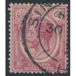 STRAITS SETTLEMENTS - 1922 6c dull claret KGV, inverted watermark, used – SG # 227w