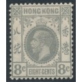 HONG KONG - 1921 8c grey KGV, multi script CA watermark, MH – SG # 122