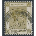 HONG KONG - 1945 30c yellowish olive KGVI definitive, perf. 14½:14, used – SG # 151a