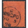 HONG KONG - 1891 10c purple on red QV, Ningpo cancel – SG # 38 / Z682