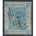 HONG KONG - 1862 12c pale greenish blue QV, no watermark, used – SG # 3