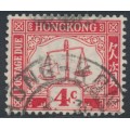 HONG KONG - 1928 4c scarlet Postage Due, sideways watermark, used – SG # D3a