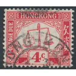 HONG KONG - 1928 4c scarlet Postage Due, sideways watermark, used – SG # D3a