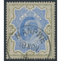 INDIA - 1909 15Rp blue/olive-brown KEVII, Burma cancel – SG # 146