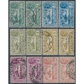 INDIA - 1929 2a to 12a Airmail sets of 6, both watermarks, used – SG # 220-225+220w-225w