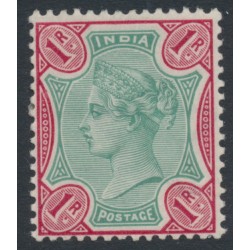 INDIA - 1892 1R green/aniline carmine QV, single star watermark, MH – SG # 106
