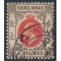 HONG KONG - 1912 $2 red/black KGV, multi crown CA watermark, used – SG # 113