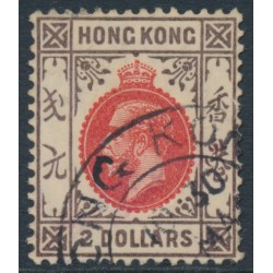 HONG KONG - 1912 $2 red/black KGV, multi crown CA watermark, used – SG # 113