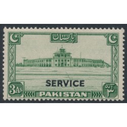 PAKISTAN - 1948 3a green Karachi Airport, crescent right, o/p SERVICE, MNH – SG # O20