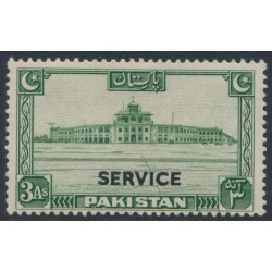 PAKISTAN - 1948 3a green Karachi Airport, crescent right, o/p SERVICE, MNH – SG # O20