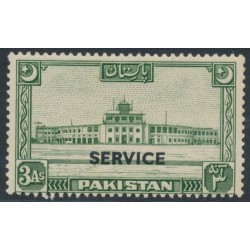 PAKISTAN - 1949 3a green Karachi Airport, crescent left, o/p SERVICE, MNH – SG # O30