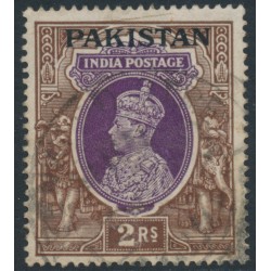 PAKISTAN - 1947 2R purple/brown Indian KGVI, o/p PAKISTAN, used – SG # 15
