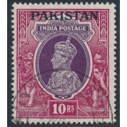 PAKISTAN - 1947 10R purple/claret Indian KGVI, o/p PAKISTAN, used – SG # 17