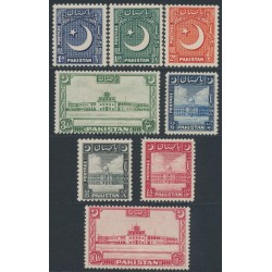 PAKISTAN - 1949 1a to 12a Definitives set of 8, crescent faces left, MH – SG # 44-51